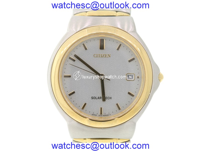 Citizen Stainless Steel & Yellow Gold Tone Beige Dial 35mm Mens Watch Citizen