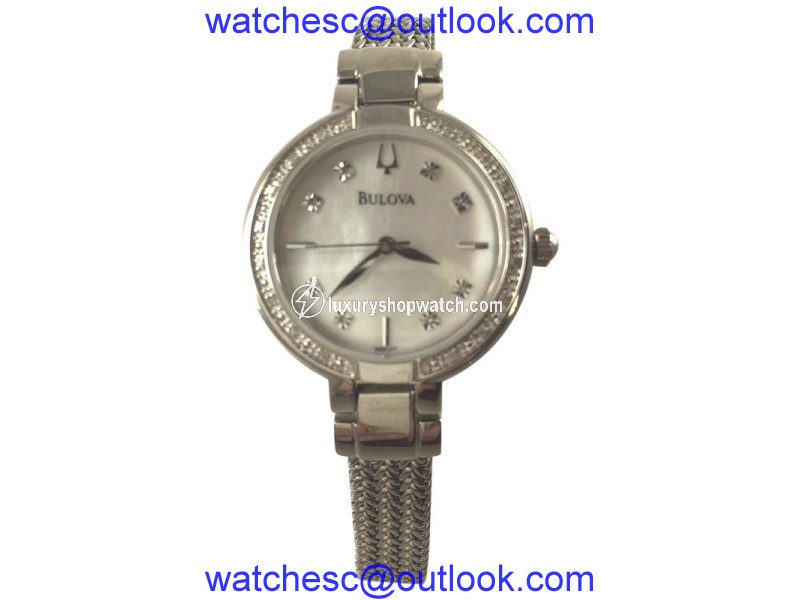 Bulova 96R177 Stainless Steel Diamond Mother of Pearl Dial 29mm Womens Watch Bulova