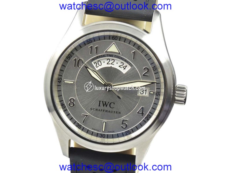 IWC Spitfire IW3251 UTC Silver Dial Stainless Steel Automatic 39mm Mens Watch IWC