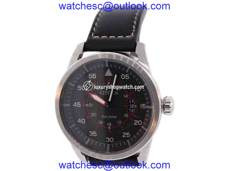 Citizen Eco-Drive AW1361-01E Stainless Steel and Leather with Black Dial 45mm Mens Watch Citizen