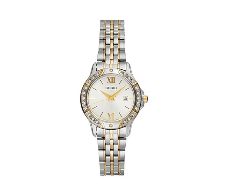 Seiko SUR864 Two Tone Stainless Steel with Diamond Quartz 30mm Womens Watch Seiko