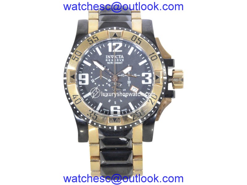 Invicta Excursion 0203 Black Two Tone Stainless Steel Black Dial Quartz 50mm Mens Watch Invicta