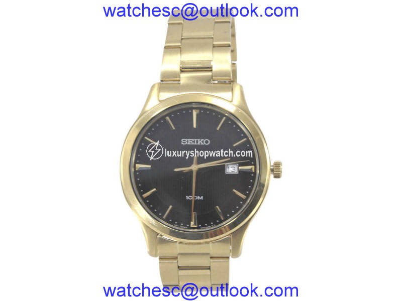 Seiko SUR200 Gold Tone Stainless Steel & Black Dial 41mm Mens Watch Seiko