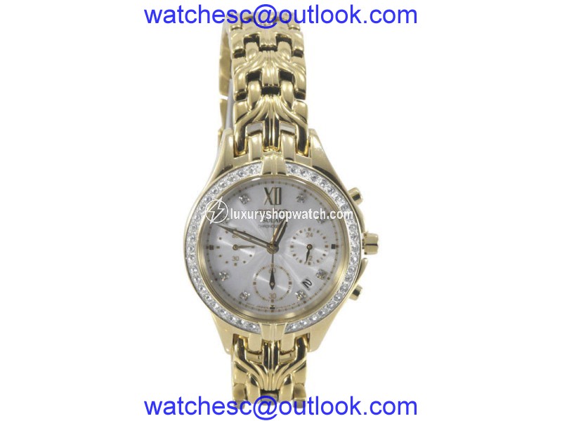 Seiko SSC876 Gold Tone Stainless Steel & Crystal Accented Dial 35mm Womens Watch Seiko