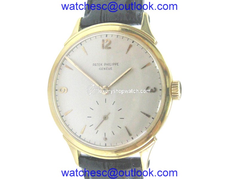 Patek Philippe 18K Yellow Gold Black Leather Strap Watch Patek Philippe