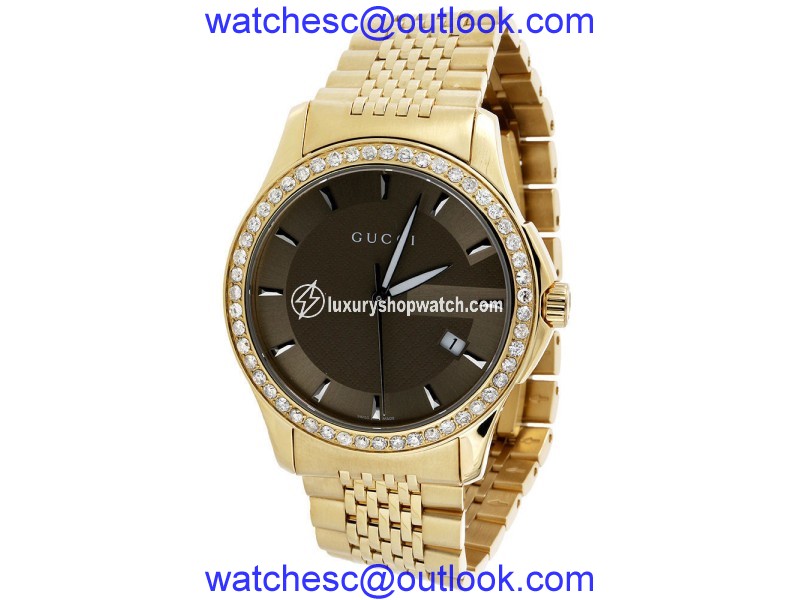 Gucci YA126406 Stainless Steel and Gold PVD with Brown Dial Quartz 38mm Mens Watch Gucci