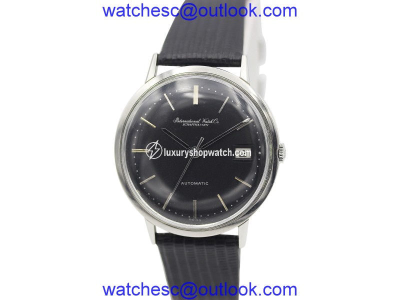 IWC Stainless Steel Automatic Black Dial Vintage Mens Watch IWC