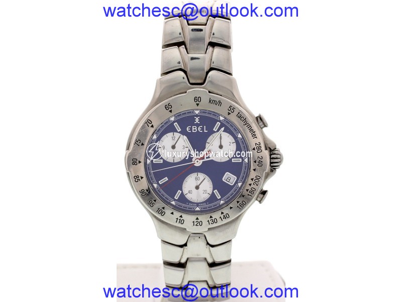 Ebel E9251641 Stainless Steel Sportwave Blue Chronograph Watch Ebel
