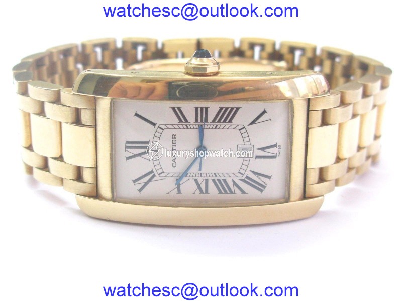 Cartier Large Tank Americaine 18k Yellow Gold Automatic Mens Watch Cartier