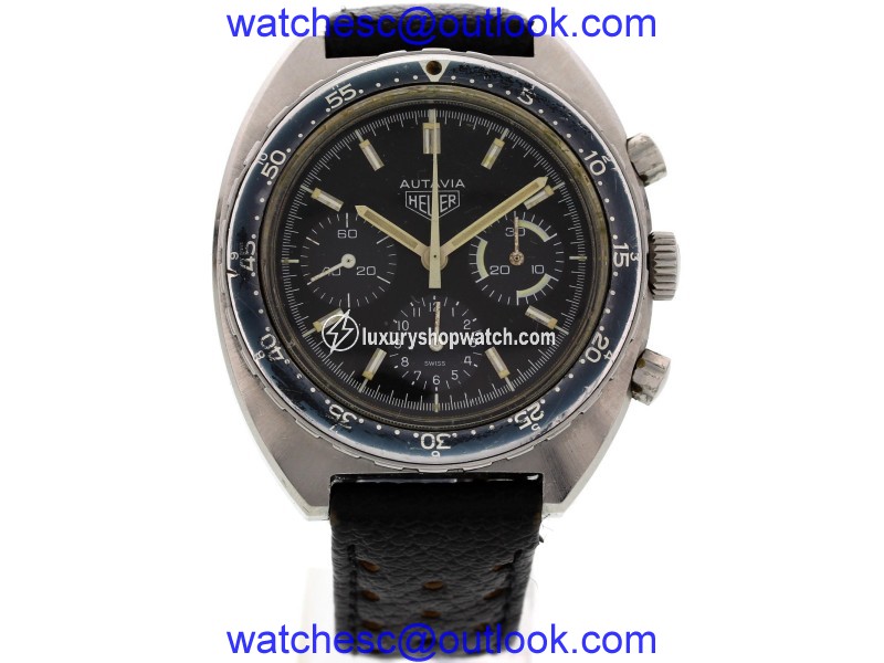 Heuer Autavia 73663 Stainless Steel & Leather 42mm Watch Heuer