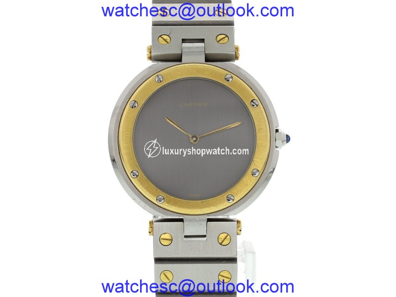 Cartier Santos Ronde 18K Yellow Gold & Stainless Steel Gray Dial Quartz 33mm Unisex Watch Cartier