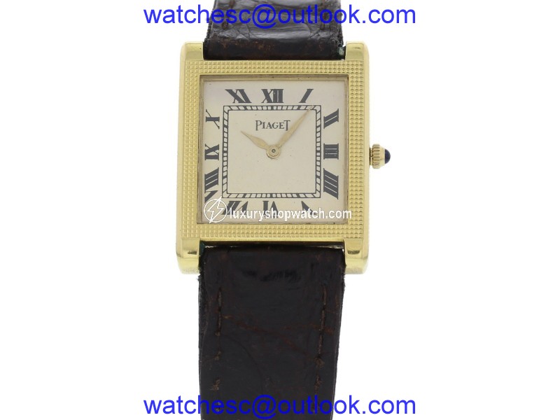 Piaget 931 18K Yellow Gold & Leather White Dial Manual Vintage 23mm Unisex Watch Piaget