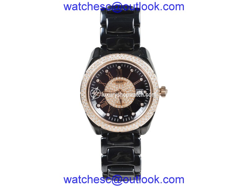 Versace 01AC9 Gray Ceramic Rose Gold Stainless Steel Diamond 38mm Unisex Watch Versace