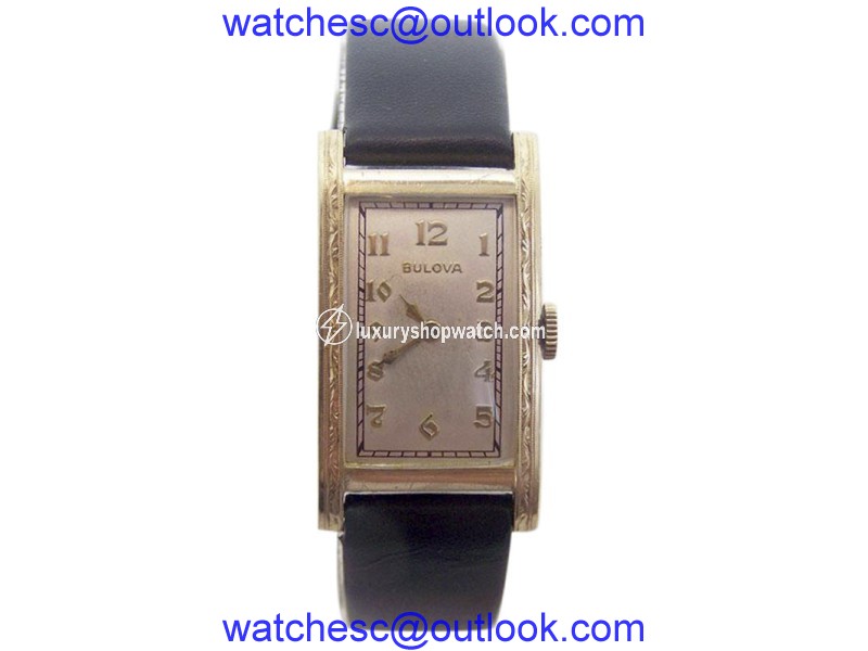 Bulova 14K Yellow Gold & Off White Dial Vintage 20mm Mens Watch Year 1930 BULOVA