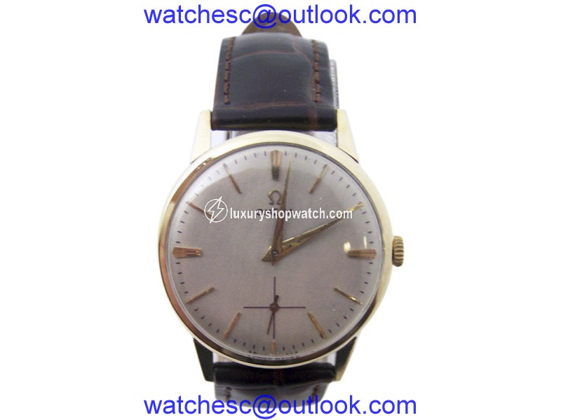 Omega 14K Yellow Gold / Leather Vintage 34.5mm Mens Watch Omega
