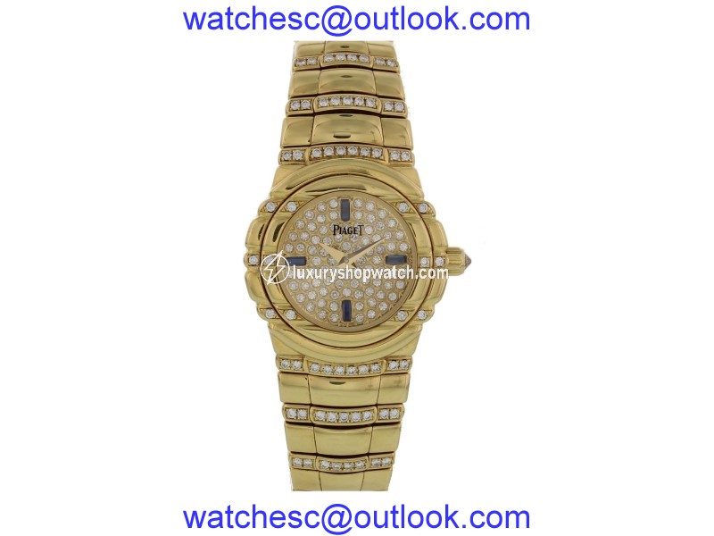 Piaget Dancer 16032 M4 02 D 18K Yellow Gold & Diamonds 25mm Womens Watch Piaget