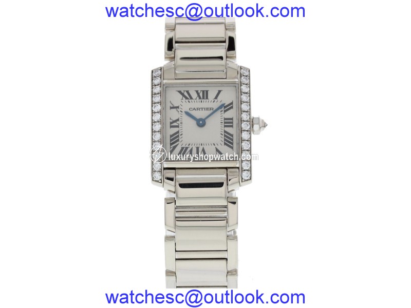 Cartier Tank Francaise 2403 18K White Gold with Diamond Quartz 23mm Womens Watch Cartier