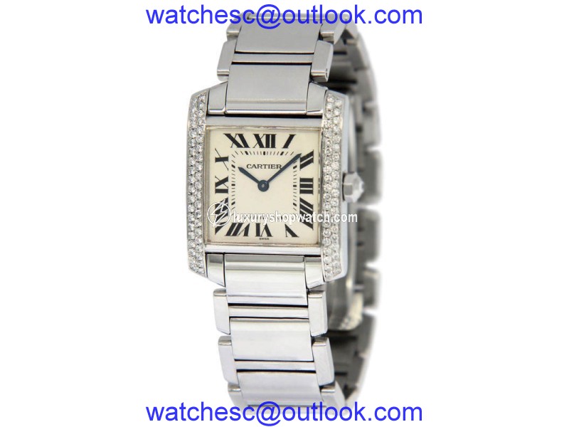 Cartier Tank Francaise 2301 Stainless Steel & Diamond Quartz 25mm Unisex Watch Cartier
