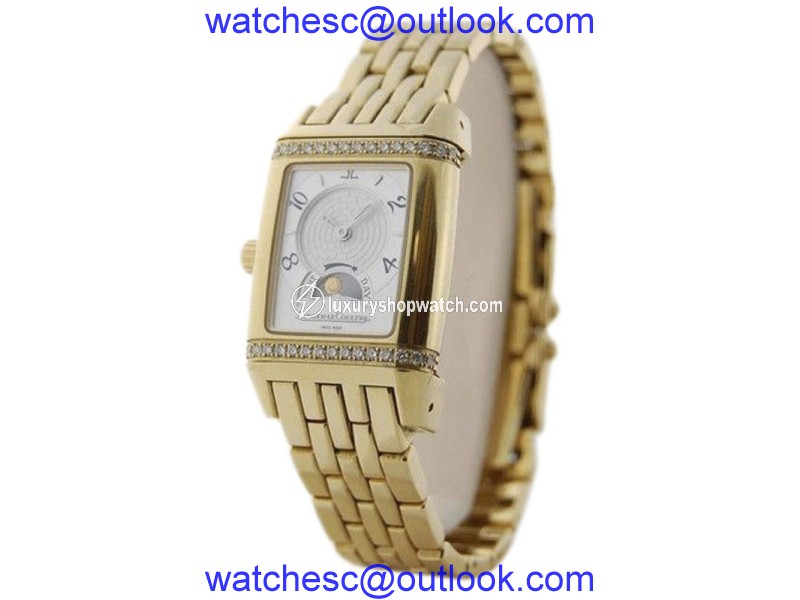 Jaeger LeCoultre Reverso 296.1.74 18K Yellow Gold & Diamonds Manual 24mm Mens Watch Jaeger-LeCoultre