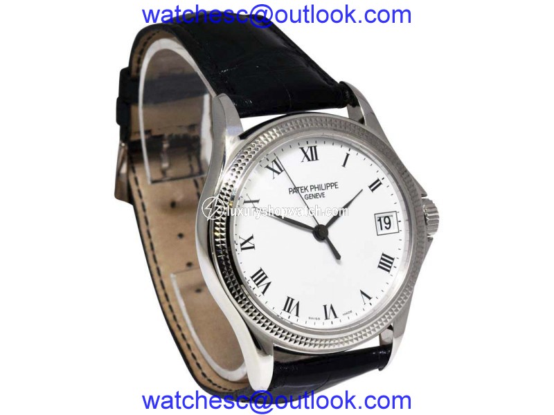Patek Philippe Calatrava 5117G-001 18K White Gold & Leather Automatic 37mm Mens Watch Patek Philippe
