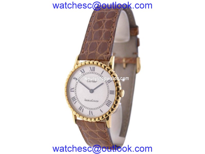 Cartier LeCoultre 414 18K Yellow Gold & Leather Manual Vintage 32mm Unisex Watch Cartier