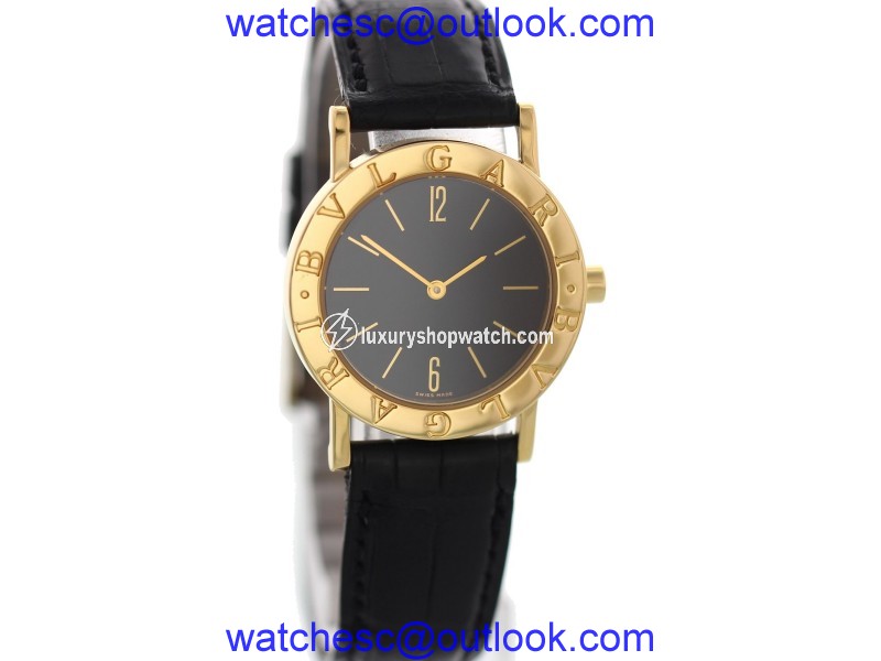 Bulgari BB 30 GL 18K Yellow Gold & Leather Quartz 30mm Womens Watch Bulgari