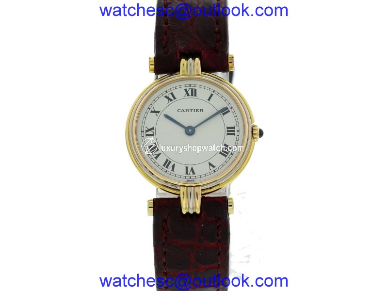Cartier Vendome 881004 Trinity 18K Yellow Gold & Leather Quartz 25mm Womens Watch Cartier