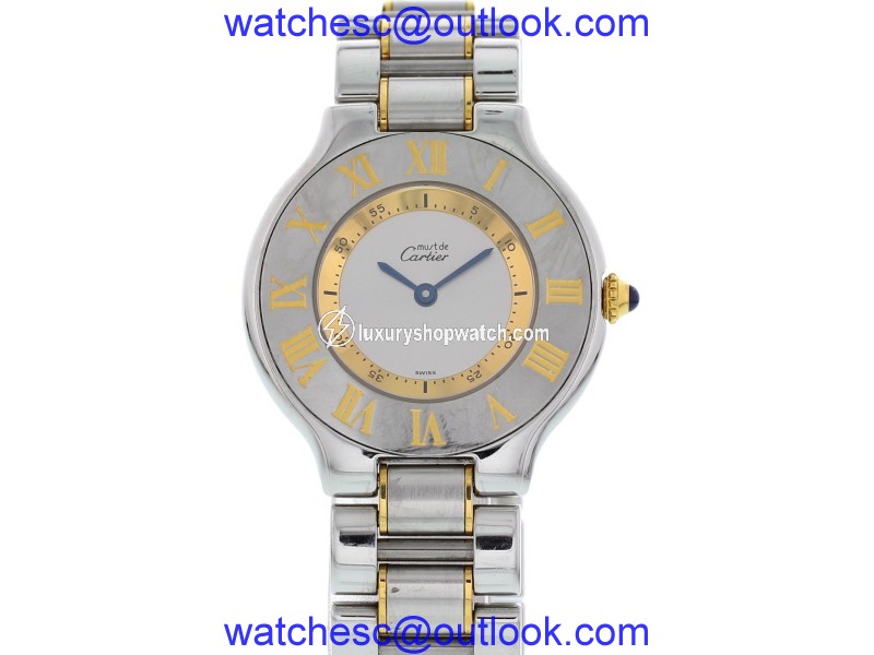 Cartier Must de 21 1330 Stainless Steel & 18K Yellow Gold Quartz 31mm Womens Watch Cartier