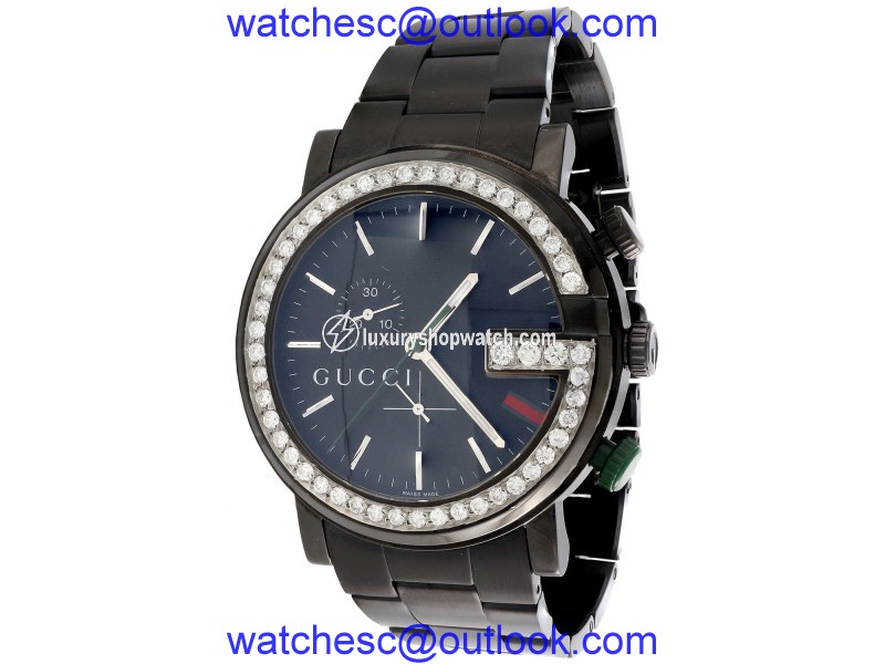 Gucci YA126406 Black PVD Plated Stainless Steel with Black Dial Quartz 44mm Mens Watch Gucci