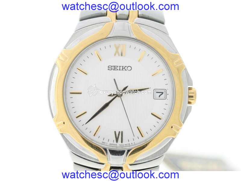 Seiko SGEB58 Two-Tone Stainless Steel and Yellow Gold White Dial 35mm Mens Watch Seiko