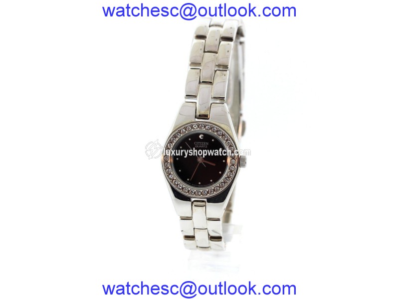 Citizen Stainless Steel & Black Dial Quartz 22mm Womens Watch Citizen