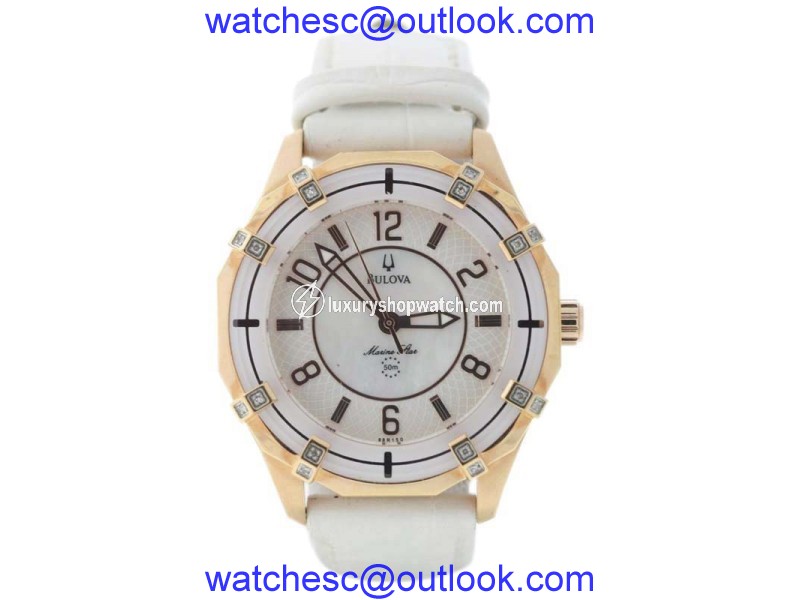 Bulova?Solano Marine Star 98R150 Stainless Steel Diamond Leather Strap Dial 36mm Mens Watch Bulova