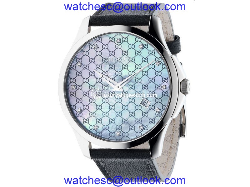 Gucci G-Timeless YA126307 Stainless Steel & Leather with Diamond Quartz 40mm Unisex Watch Gucci