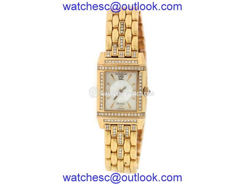 Jaeger LeCoultre Reverso Duetto 266.2.44 18K Rose Gold Diamond Manual 21mm Womens Watch Jaeger LeCoultre
