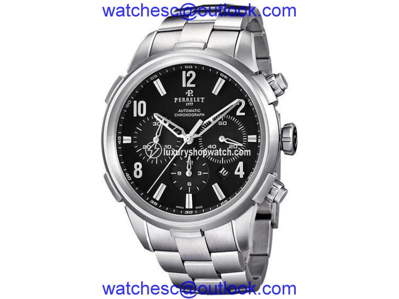 Perrelet Class-T A1069/B Stainless Steel Black Dial Automatic 44mm Mens Watch Perrelet