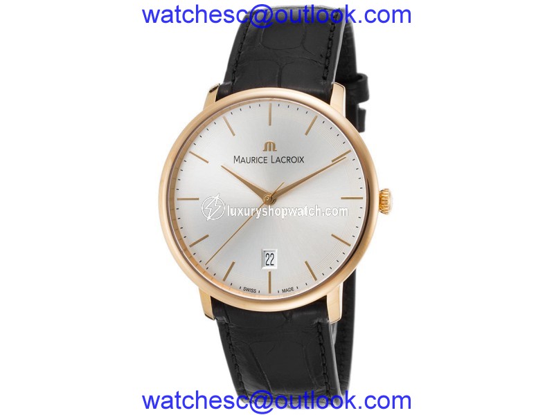 Maurice Lacroix Les Classiques LC6007-PG101-130-BLK 18K Rose Gold 38mm Mens Watch Maurice Lacroix