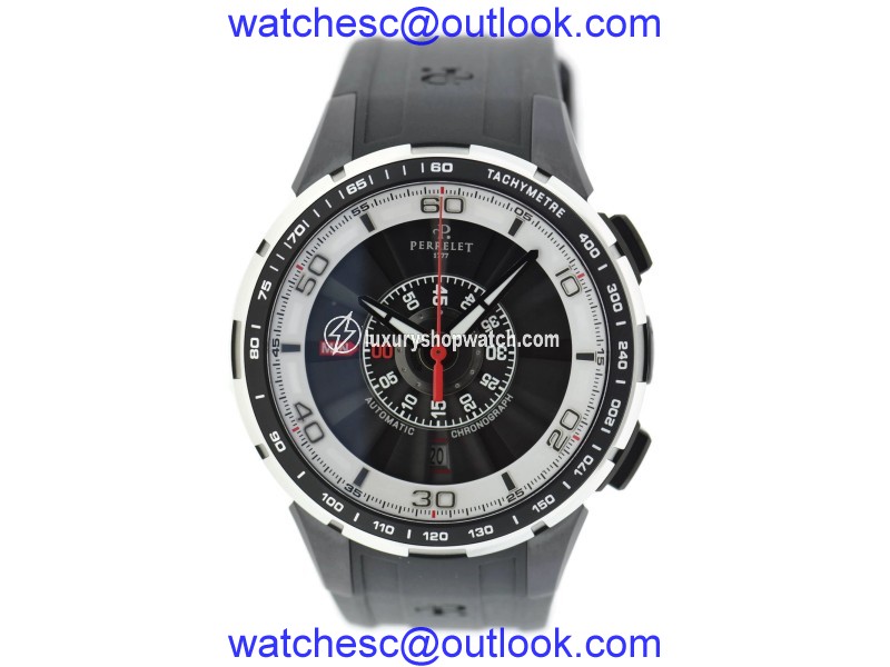 Perrelet Turbine A1075/1 Stainless Steel & Rubber Automatic 48mm Mens Watch Perrelet