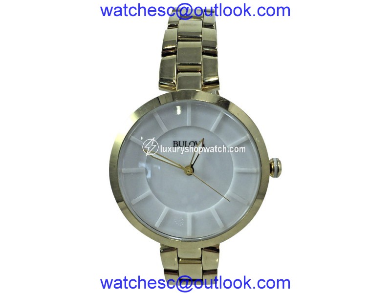 Bulova 97L142 Gold Tone Stainless Steel White Dial 38mm Womens Watch Bulova