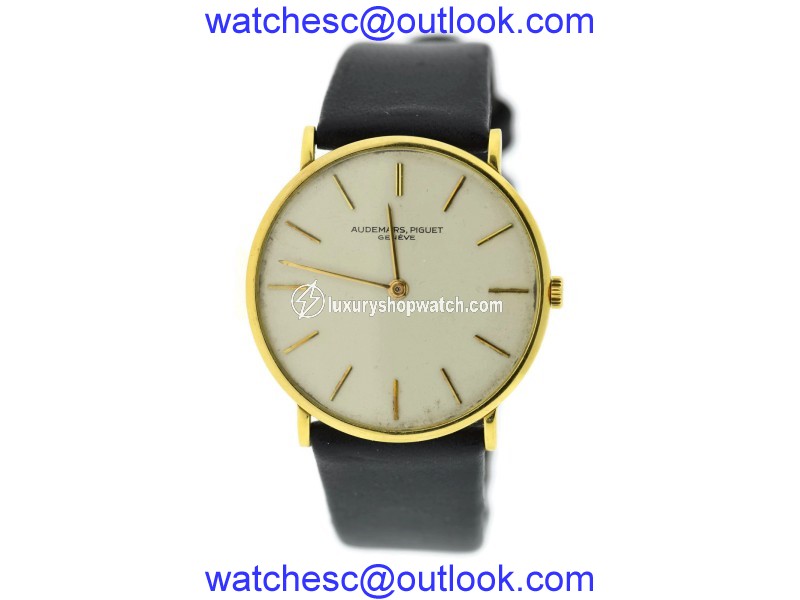 Audemars Piguet 18K Yellow Gold & Leather Manual Wind Vintage 31.5mm Mens Watch Audemars Piguet