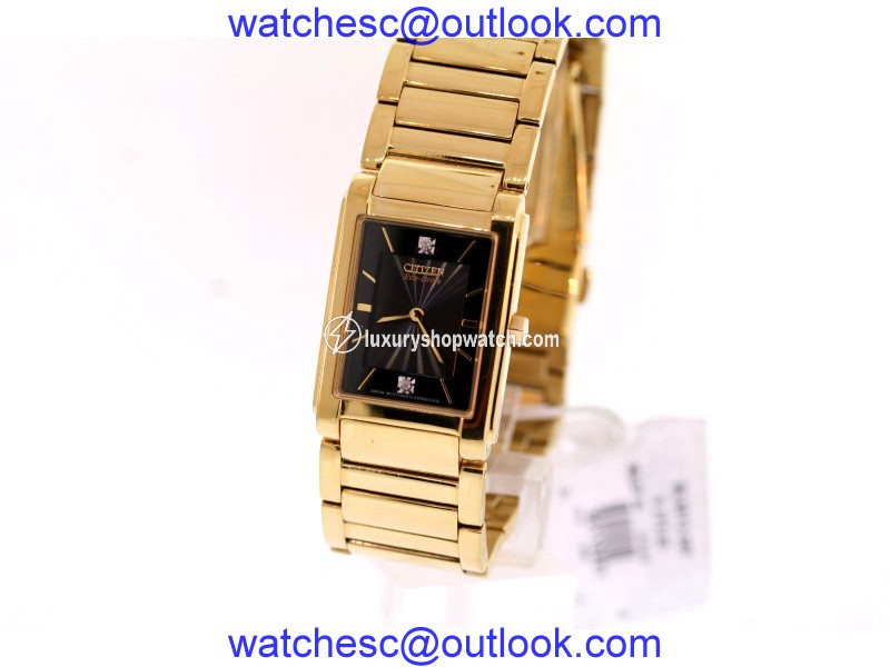 Citizen BL6012-56F Gold Tone Stainless Steel & Black Diamond Dial 27mm Mens Watch Citizen