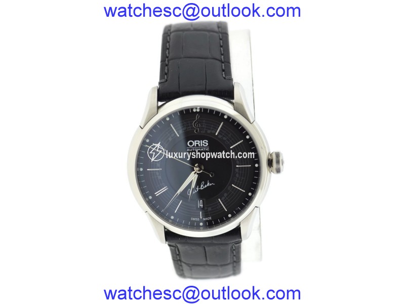 Oris Chet Baker 7591 Stainless Steel & Leather Automatic 40mm Mens Watch Oris
