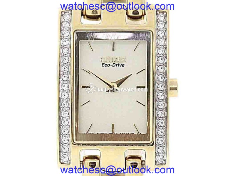 Citizen EX1312-61P Gold Tone Stainless Steel Crystal Accented 17mm Womens Watch Citizen Eco-Drive