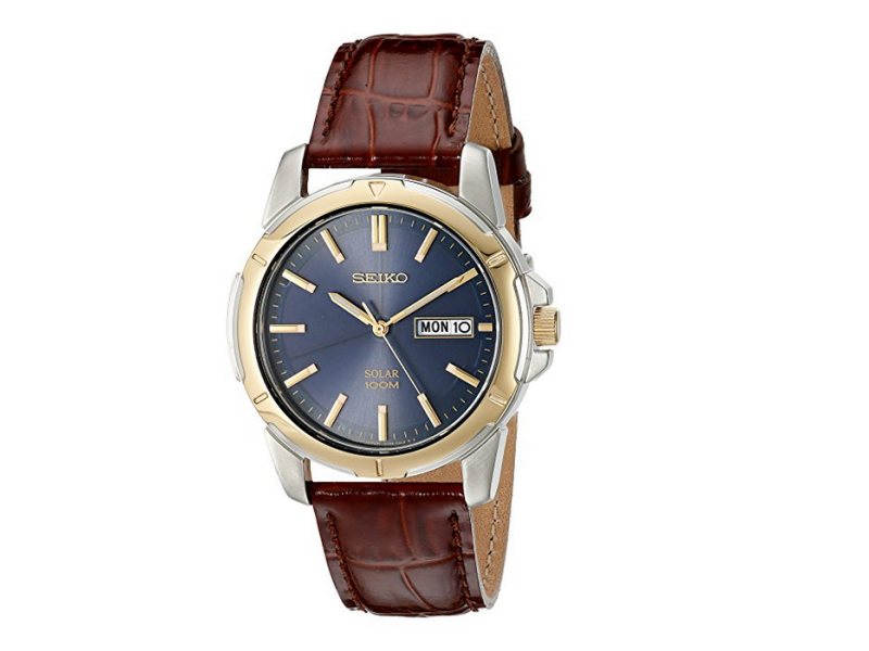 Seiko SNE102 Stainless Steel & Leather Quartz 39mm Mens Watch Seiko