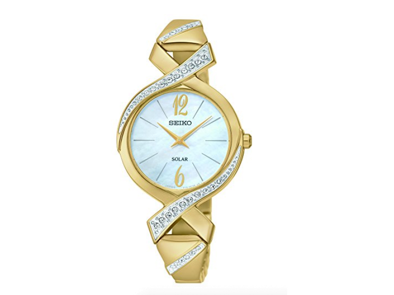 Seiko SUP266 Gold Tone Stainless Steel with Crystal Quartz 29mm Womens Watch Seiko