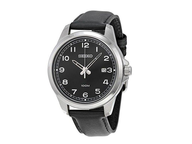 Seiko SUR159P1 Stainless Steel & Leather Quartz 42mm Mens Watch Seiko