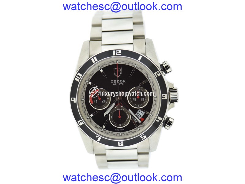 Tudor Grantour 20530N Stainless Steel Black Dial Automatic 42mm Mens Watch Tudor