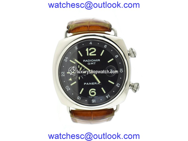Panerai Radiomir GMT PAM184 Stainless Steel & Leather Automatic 42mm Mens Watch Panerai