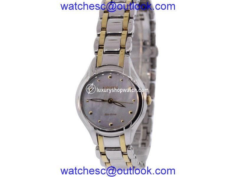 Citizen EM0284-51N Two Tone Stainless Steel Mother of Pearl Dial 27mm Womens Watch Citizen