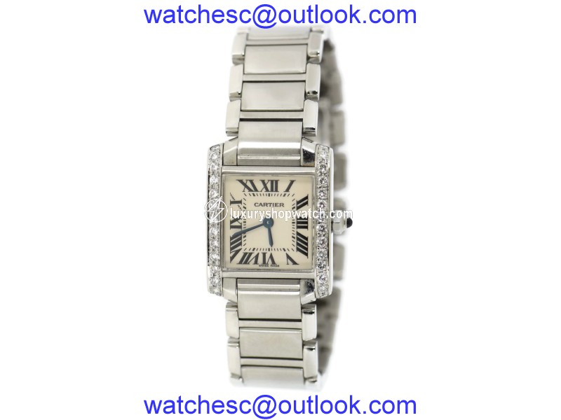 Cartier Tank Francaise 2384 Stainless Steel Diamond Quartz 20.5mm Womens Watch Cartier