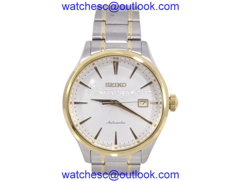Seiko SRP704 Two Tone Stainless Steel with Silver Dial Automatic 43mm Mens Watch Seiko